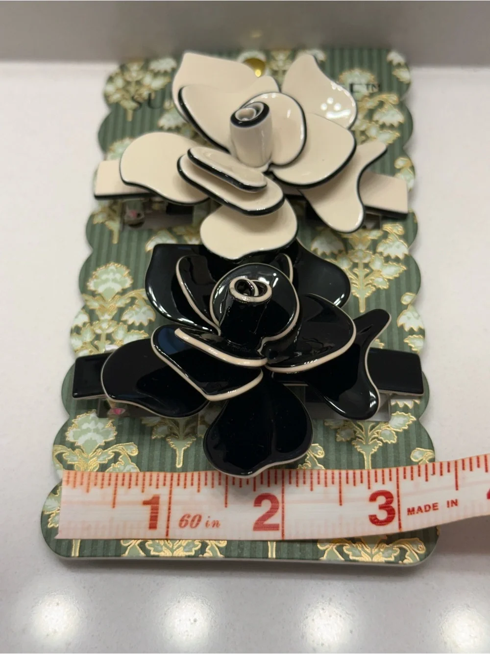 Sunday State CAMELLIA Hair Clip Duo in Cream and Black 🌺NWT🌺